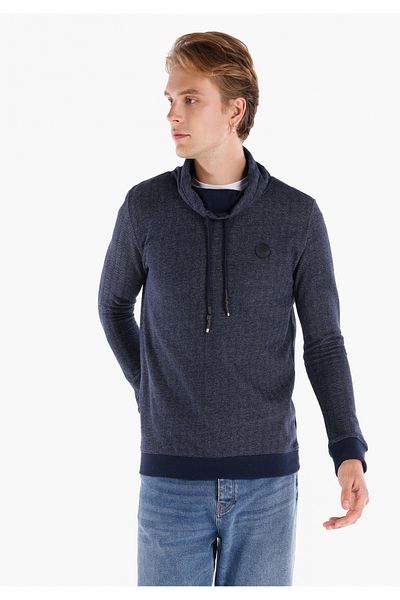 Colin's Tricou Regular Fit Turtle Neck Uni Bărbați Albastru cu mânecă lungă Cl 1064825