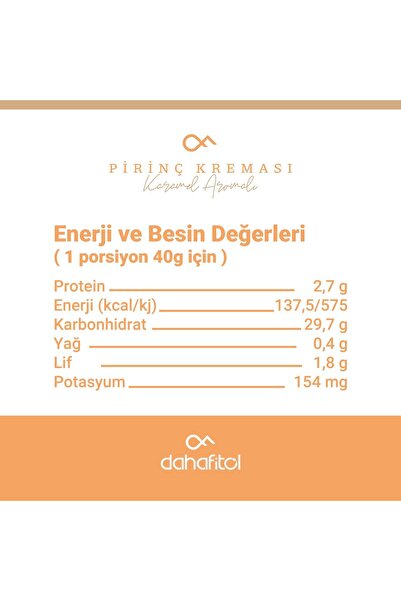 Dahafitol Karamel Aromalı Pirinç Kreması 500 Gr