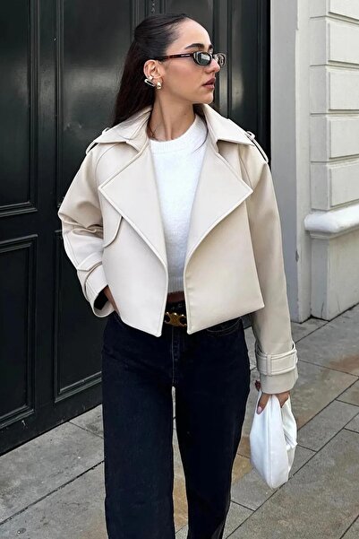 Swana JACHETĂ DE PIELE OVERSIZE DE FEMEI