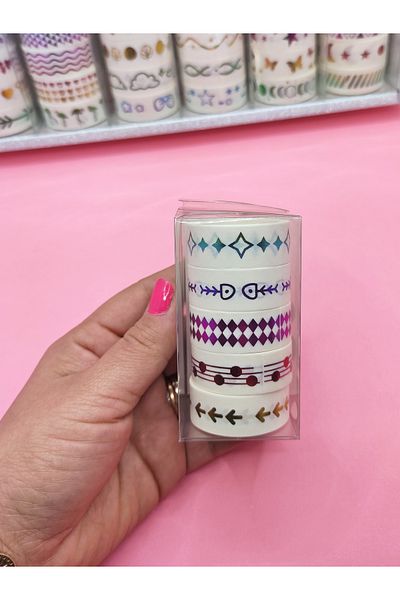 Limmy Σετ 5 πολύχρωμα επιχρυσωμένα Vintage Washi Tape - Işıltı