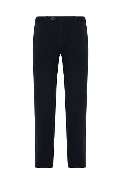Hiltl Navy Blue Comfort Stretch Waist Elastic Back Slim Fit Cotton Chino Pants