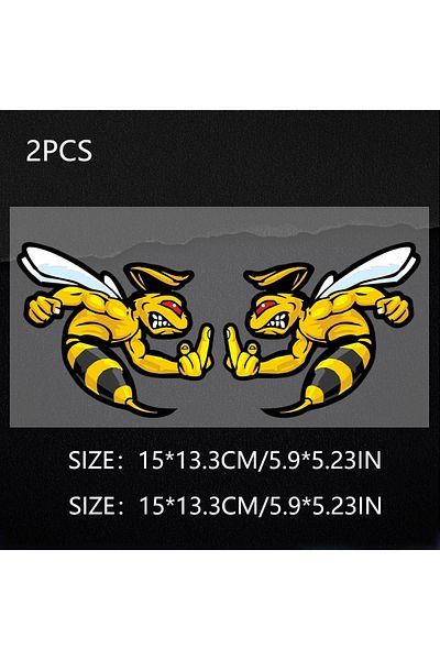 Choice 15x13.3cm B115a3 2pcs Funny Self Pasting Flower Angry Wasp Bumblebee Car Sticker Waterproof Car Deco