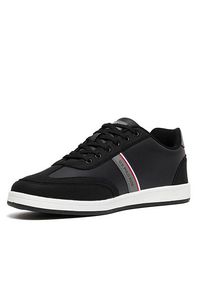 U.S. Polo Assn. Men's Black Low-Top Sneakers,Lightweight Casual Shoes for Classic Look