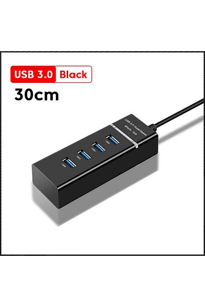 Choice موزع USB 3.0 أسود بـ 4 منافذ ومحول موزع USB عالي السرعة بسرعة 5 جيجابت في الثانية وملحقات الكمبيوتر الشخصي متعدد