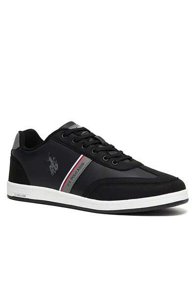 U.S. Polo Assn. Men's Black Low-Top Sneakers,Lightweight Casual Shoes for Classic Look