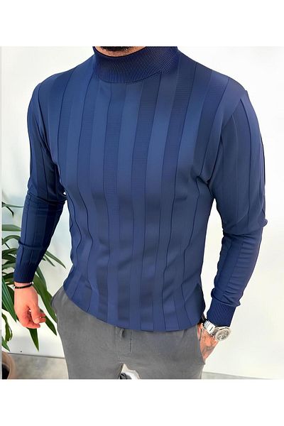 ribana Трикотажен пуловер Slim Fit с половин яка