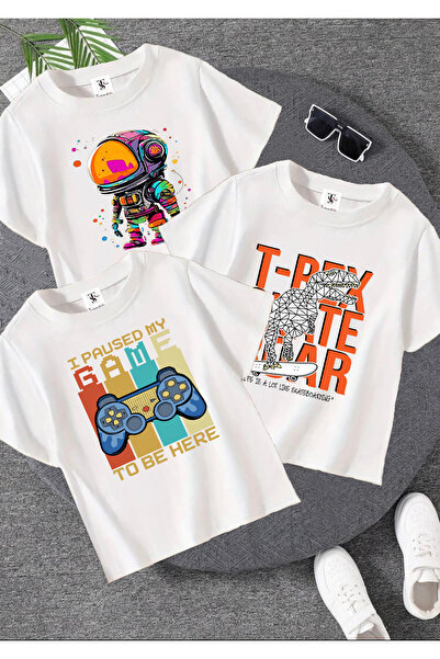 twins tailors Παιχνίδι Κονσόλα Παιχνιδιών Τυπωμένο Πακέτο 3 Unisex Λευκό Παιδ...