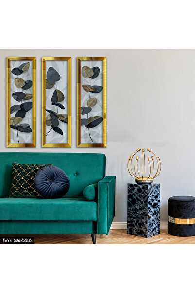 Evinemoda Renkli Yapraklar Pleksi Aynalı 3 Parça Tablo