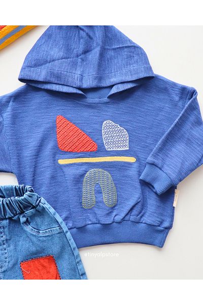 Necix's Basic Asymmetrical Design Pattern Hooded Jeans Baby Boy Set of 2