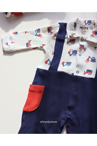 Necix's Newborn Baby Boy Romper with Sling Business Machine Pattern Soft Fabric Comfortable Design Booties