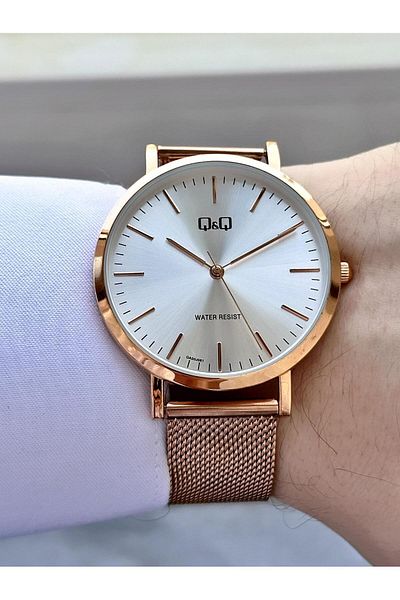 Q&Q Men's Wicker Strap Wristwatch