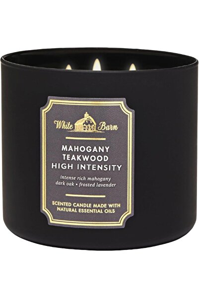 Bath & Body Works White Barn by 3‑Wick High Intensity Mahogany Teakwood Candle