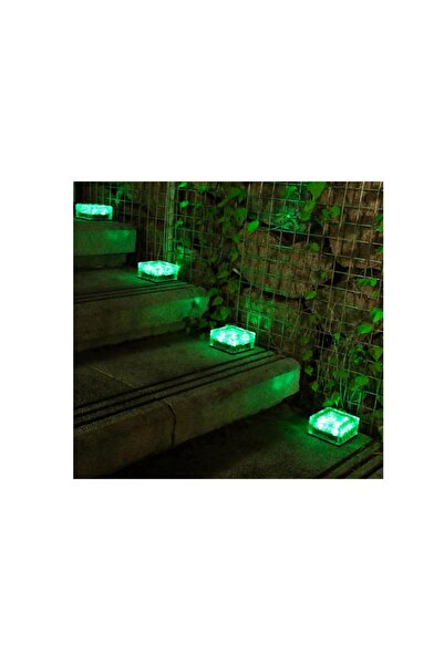 gaman 4 Adet Yeşil Ledli Güneş Enerjili Buz Küpleri Tuğla Işığı, Bahçe Yolu v...