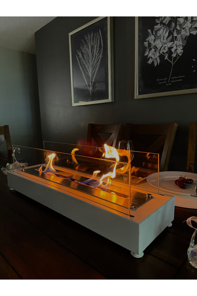 Trihome Masaüstü Bioethanol Beyaz Mega Boy Metal Modern Şömine , Ev Dekorasyo...