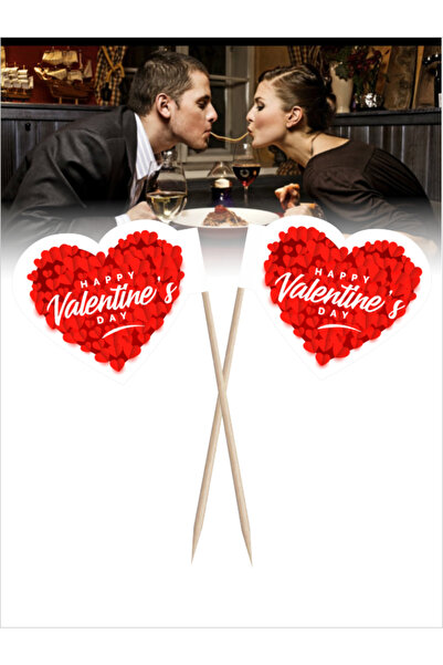 Home عيد الحب السعيد - 10 سم 30 قطعة مسواك على شكل قلب لعيد الحب