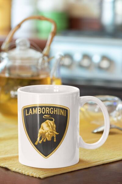 Piktorya هدية عصرية على شكل كوب مطبوع عليه شعار لامبورغيني