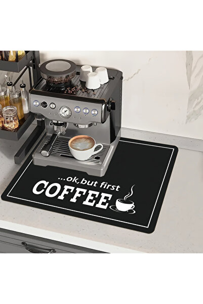 Choice 1 قطعة حصيرة آلة القهوة المطبوعة بحروف سوداء، نمط بسيط عصري للمطبخ، سريع...