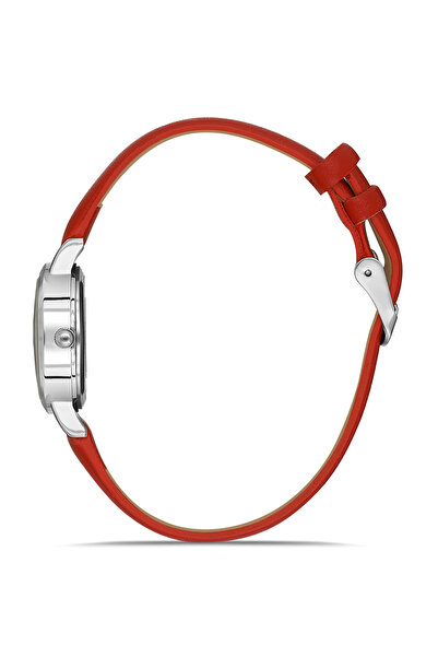 Polo Air Classic Leather Band Women Wristwatch Red Silver Color Pl-1518B4X