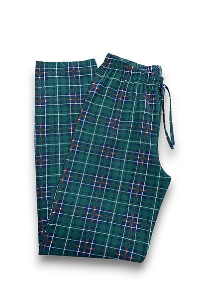 FORMO Women's Green Plaid Stretchy Comfortable High Quality Milan Fabric Sleepwear Bottoms