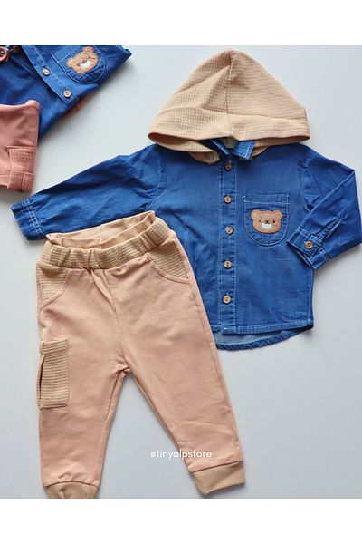 Necix's Baby Boy 2 Piece Set with Denim Shirt and Hat