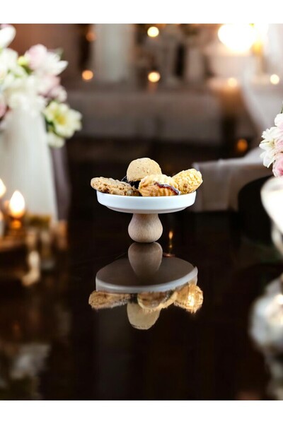 qtahya homes queen of kütahya 12 cm Mini Presenter Plate with Dove Wooden Legs,Snack Dish,Snack Dish,Presenter