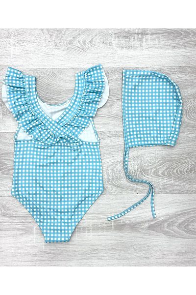 My Kids Wear Costum de baie pentru fetiță cu detaliu cu volane încrucișate pe spate
