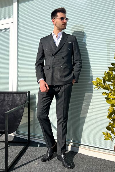 ModaPlaza Men's Double Breasted Suit 4027