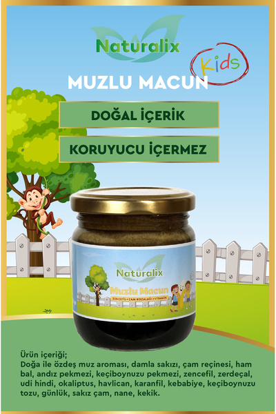 NATURALİX Kids Çocuklar için Özel Macun - Muzlu, Vitaminli Macun 240 Gram