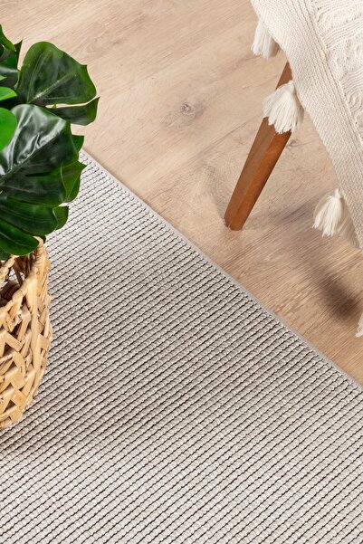 Konfor Halı Loopy 5553 Gri Yumuşak Dokulu Bukle Modern Salon Mutfak Koridor Halısı Tozumaz Örgü Makine Halısı