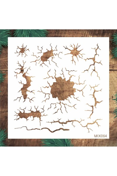 STENCİLTASARIM Stencil Tasarım MIX064 Çatlak- Dekoratif Duvar, Eşya, Fayans,k...