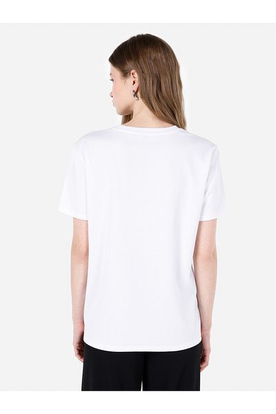 Colin's Λευκό Γυναικείο Tshirt Σκούρο μανίκι