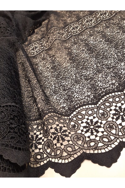 Safir Kumaş Elbise için Siyah Güpür  Kordone Dantel 2.5 Metre