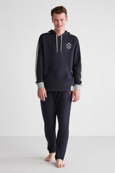 U.S. Polo Assn. 18709 Ανδρικό σετ πιτζάμες με μακρυμάνικη κουκούλα Navy Blue