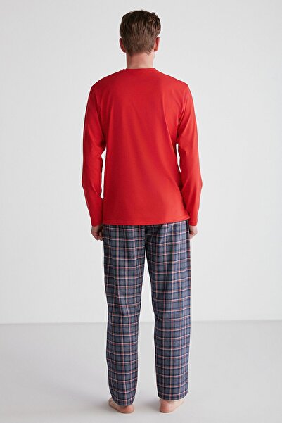 U.S. Polo Assn. 18751 Erkek Kırmızı Yuvarlak Yaka Uzun Kollu Pijama Takımı