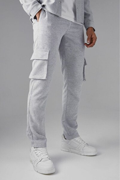 THE WHITE Γκρι φόρμα παντελόνι με ίσια μπατζάκια και τσέπες Cargo