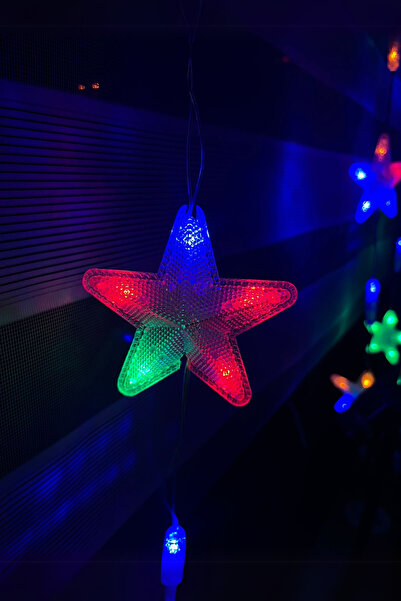 Ema Dükkan Rgb Yıldız Perde Led 136 Led Çok Renkli Işıklı Süsleme Kumandalı D...