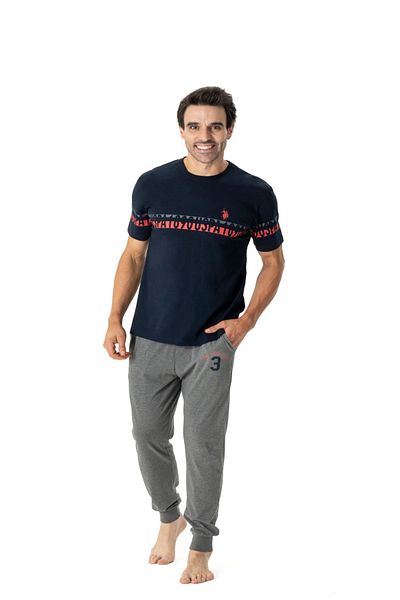 U.S. Polo Assn. US Polo Assn18790 Ανδρικό σετ πιτζάμα με κοντό μανίκι-Μπλε ναυτικό