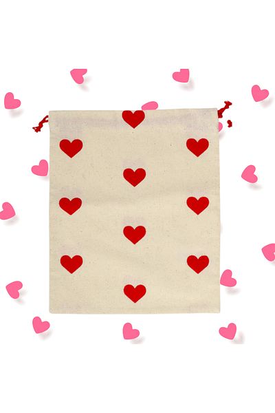 Flying Tiger Cotton Drawstring Heart Patterned Gift Bag