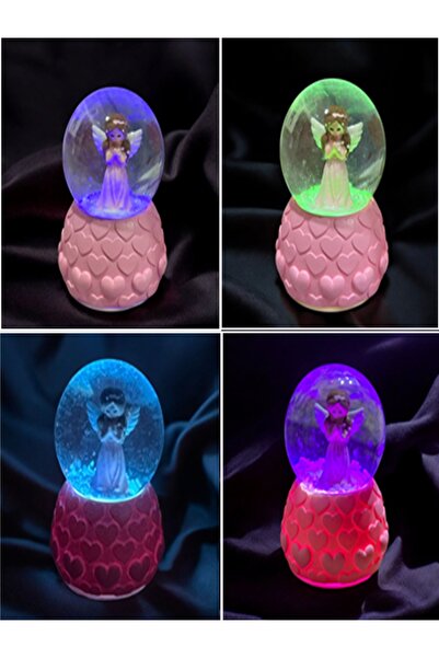 Lapidaria Ayıcık, Melek Kolye ve Melek Temalı Led Işıklı Kar küresi Sevgiliye Hediye Kutulu ve Notlu