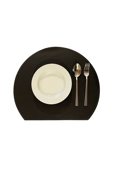 Adalinhome Δερμάτινο Runner διπλής όψης 4 τεμαχίων - Γκρι&Μαύρο Αμερικάνικο σερβιρίσματος