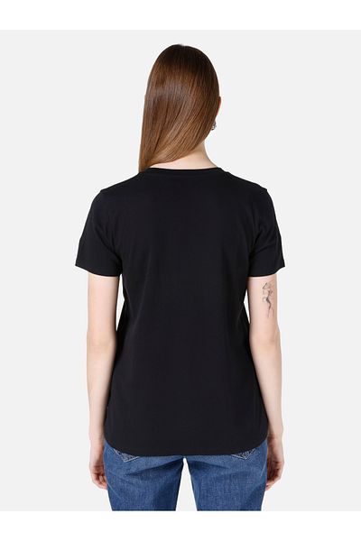 Colin's Tricou negru de damă cu mânecă scurtă