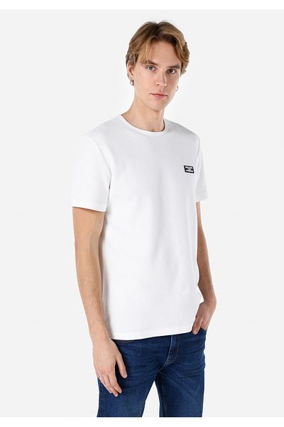 Colin's Tricou cu mânecă scurtă pentru bărbați, alb, cu decolteu normal, cu imprimeu Cl 1066782