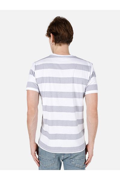 Colin's Regular Fit Round Neck Striped Men's Gray Short Sleeve T-Shirt