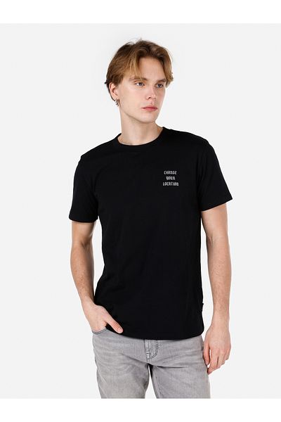 Colin's Black Crew Neck Printed Men's Short Sleeve T-Shirt - Cl 1068187