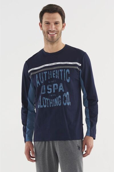 U.S. Polo Assn. 18625 Erkek Lacivert Yuvarlak Yaka Pijama Takım