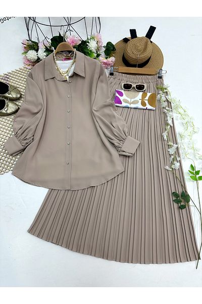 YEDİLALE Tesettes Tee with Skirt Plises