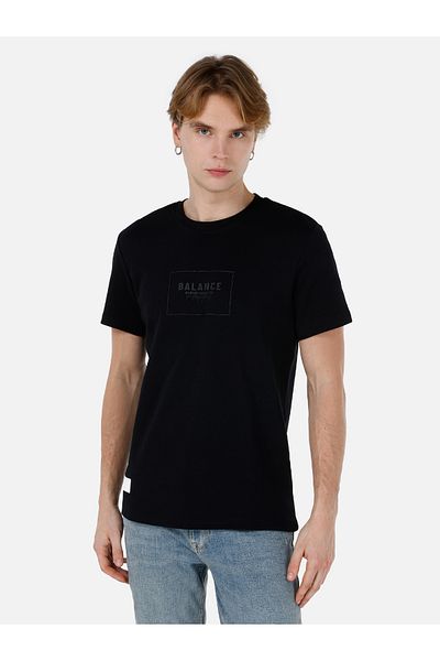 Colin's Regular Fit Crew Neck Printed Black Men's Short Sleeve T-Shirt Cl 1068133