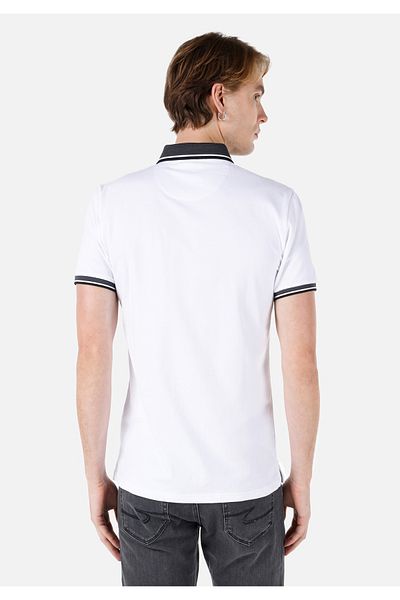 Colin's Tricou alb cu mânecă scurtă pentru bărbați, slim fit, cu gât polo