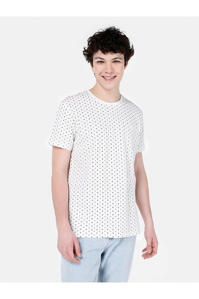 Colin's Regular Fit Round Neck Printed Men's White Short Sleeve T-Shirt