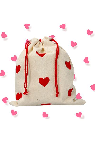 Flying Tiger Cotton Drawstring Heart Patterned Gift Bag